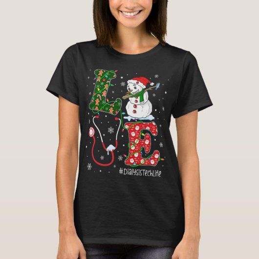 Technicus Kerstmis Santa Rendier Liefde Dialyse T-shirt (Voorkant)