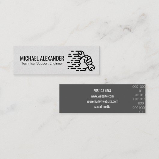 technicus | Moersleutel in de hand Mini Visitekaartje (Voorkant / Achterkant)