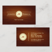 Technicus Nail - Monogram houtkorrel Visitekaartje (Voorkant / Achterkant)