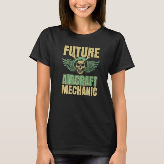 Technicus Skull - Engineer Vliegtuig Mechanic Prem T-shirt (Voorkant)