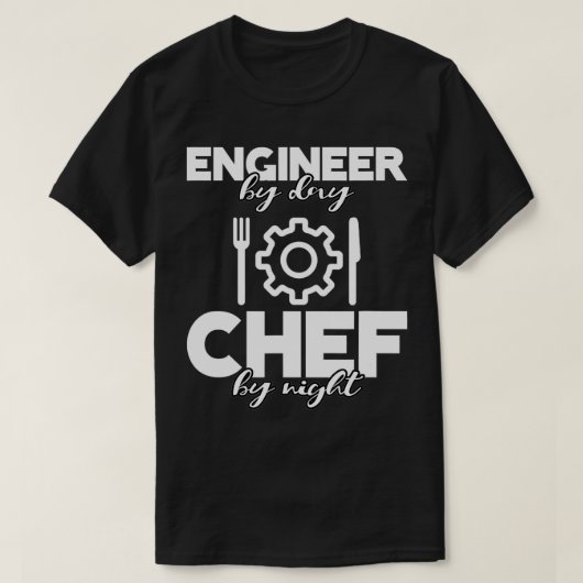 Technicus tegen dag Chef tegen nacht T-shirt (Design voorkant)