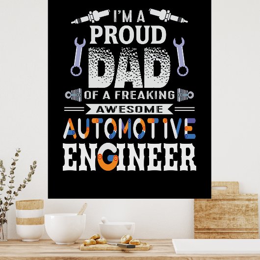 Technicus vader van een autoingenieur poster (Keuken)