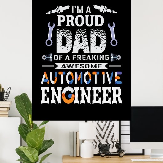 Technicus vader van een autoingenieur poster (Thuiskantoor)