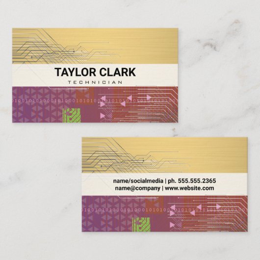 Technicus van de printplaatcomponent | binaire cod visitekaartje (Voorkant / Achterkant)