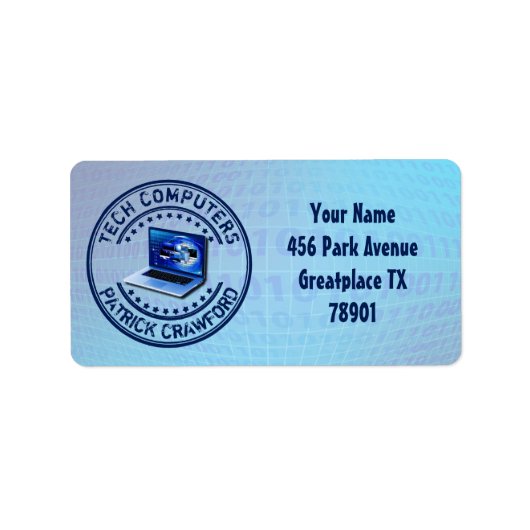 Technicus voor reparatie van computerservice of pc etiket (Voorkant)