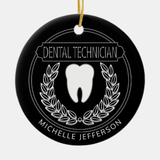 Technicus voor tandheelkundige 🦷 - zwart, wit en  keramisch ornament (Voorkant)