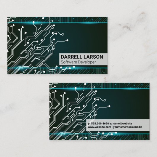 Techniek | Blauw Groene Lichten | Bekabeling  Visitekaartje (Voorkant / Achterkant)