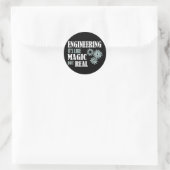Techniek - het is als magisch maar echt ronde sticker (Tas)