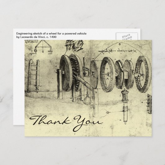 Techniek van Wheels door Leonardo da Vinci Briefkaart (Voorkant / Achterkant)