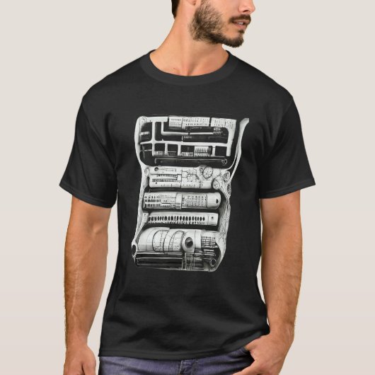 Technisch complexe mechanische machine potlood sch t-shirt (Voorkant)
