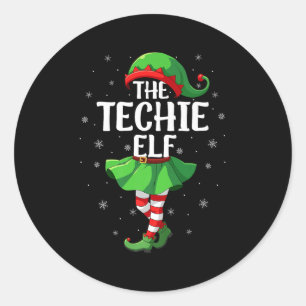 Technisch Elf Kerst Meisjes Vrouwen Elf Squad Kers Ronde Sticker