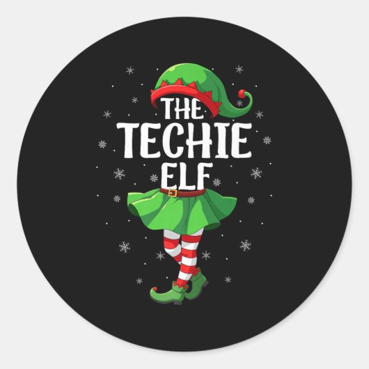 Technisch Elf Kerst Meisjes Vrouwen Elf Squad Kers Ronde Sticker (Voorkant)