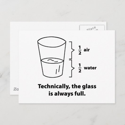 Technisch gezien is het glas altijd vol briefkaart (Voorkant / Achterkant)