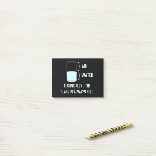 Technisch gezien is het glas altijd vol post-it® notes (Op bureau)