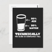 Technisch gezien is het glas helemaal vol grappig briefkaart (Voorkant / Achterkant)