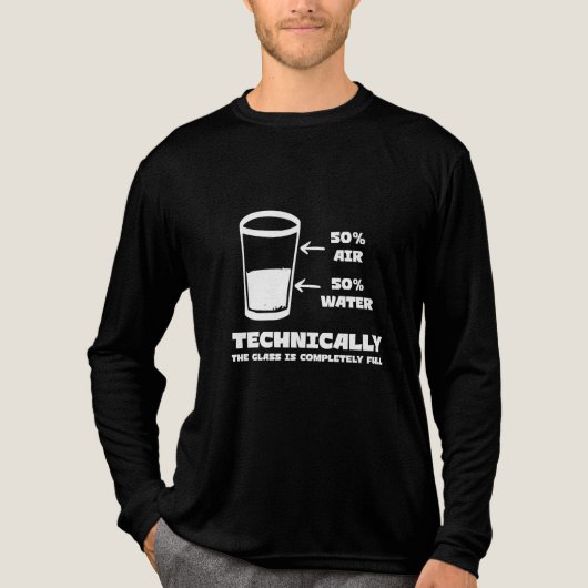 Technisch gezien is het glas helemaal vol grappig Tri-Blend shirt (Voorkant volledig)