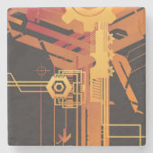 Technisch halftoonpatroon stenen onderzetter (Voorkant)