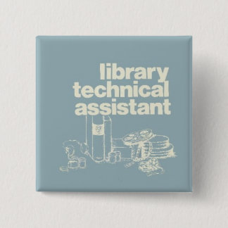 technisch medewerker bibliotheek vierkante button 5,1 cm