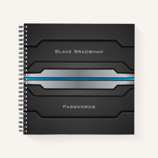 Technisch ontwerp met blauwe gloed en aangepaste t notitieboek