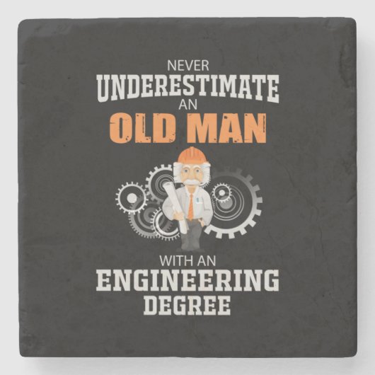 Technisch oud Man met een technische graad Stenen Onderzetter (Voorkant)