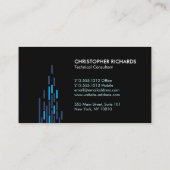 Technisch patroon in blauw op zwart II Visitekaartje (Achterkant)