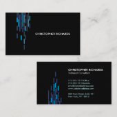 Technisch patroon in blauw op zwart II Visitekaartje (Voorkant / Achterkant)