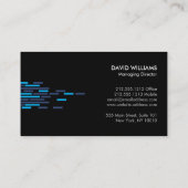 Technisch patroon in blauw op zwart visitekaartje (Achterkant)