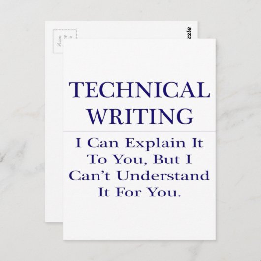 Technisch schrijven.. Leg uit dat u het niet begri Briefkaart (Voorkant / Achterkant)