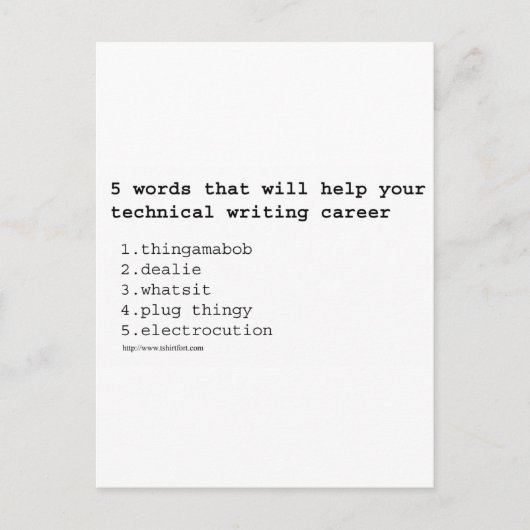Technisch schrijver briefkaart (Voorkant)