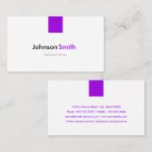 Technisch schrijver - Eenvoudig Paars Violet Visitekaartje (Voorkant / Achterkant)