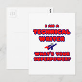 Technisch schrijver.. Wat is je Superpower? Briefkaart (Voorkant / Achterkant)