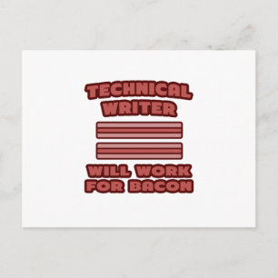 Technisch schrijver.. Werkt voor Bacon Briefkaart