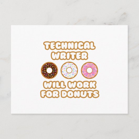 Technisch schrijver.. Zal werken voor donuts Briefkaart (Voorkant)