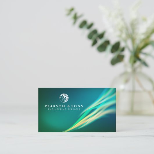 Technisch Techniek Abstracte Groene Lichte Stroom Visitekaartje (Staand voorkant)