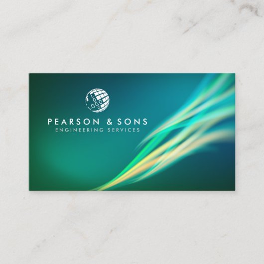 Technisch Techniek Abstracte Groene Lichte Stroom Visitekaartje (Voorkant)