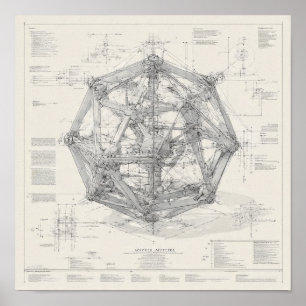 Technisch technisch ontwerp: Icosaëder Poster