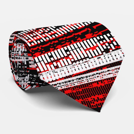 Technische afbraak - zwart, wit en rood stropdas (Opgerold)
