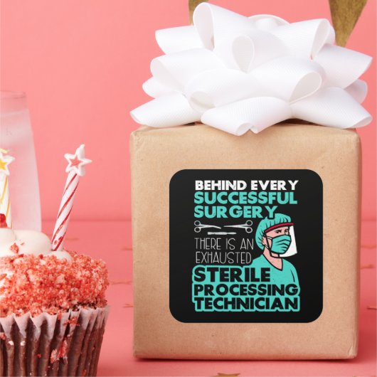 Technische appreciatie van steriele verwerkingstec vierkante sticker (Feest)