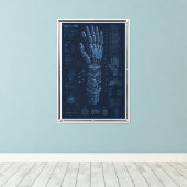 Technische Blauwdruk Robothand Canvas Afdruk (Insitu (Houten vloer))