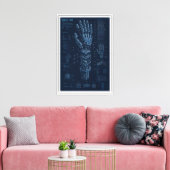 Technische Blauwdruk Robothand Canvas Afdruk (Insitu (Woonkamer))