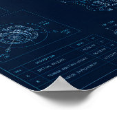 Technische Blauwdruk Robothand Poster (Hoek)