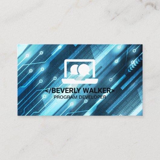 Technische computer Logo | Binaire code achtergron Visitekaartje (Voorkant)