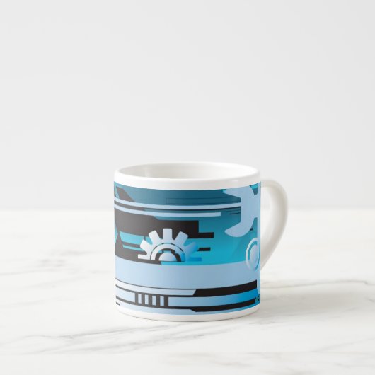 Technische halftone achtergrond 3 espresso kop (Voorkant rechts)