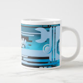 Technische halftone achtergrond 3 grote koffiekop (Rechts)