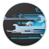 Technische halftone achtergrond 3 keramische knop (Voorkant)