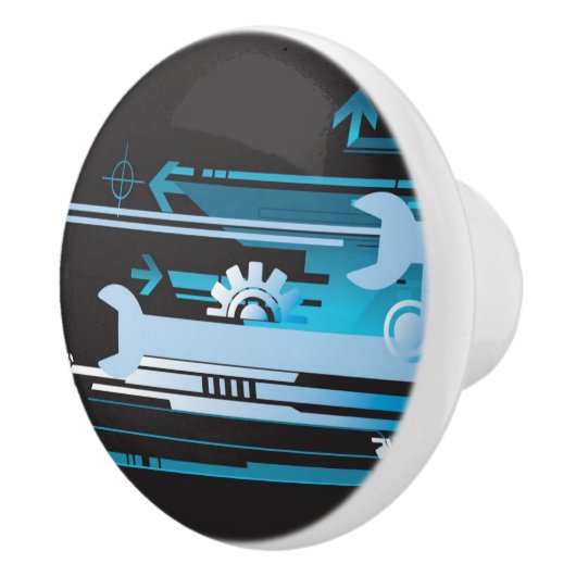 Technische halftone achtergrond 3 keramische knop (Rechts)