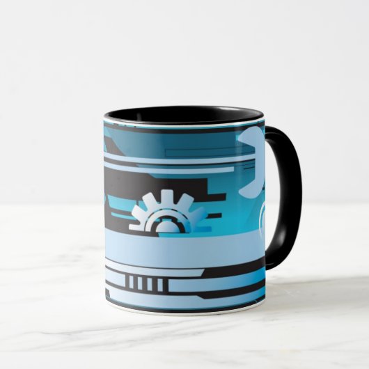 Technische halftone achtergrond 3 mok (Voorkant rechts)