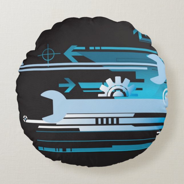 Technische halftone achtergrond 3 rond kussen (Voorkant)