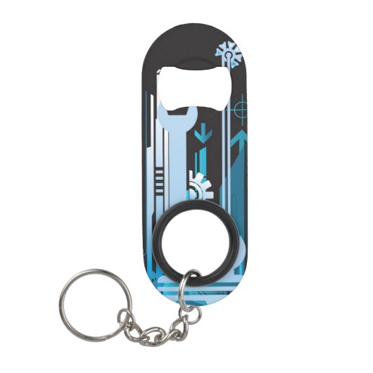 Technische halftone achtergrond 3 sleutelhanger flessenopener (Voorkant)