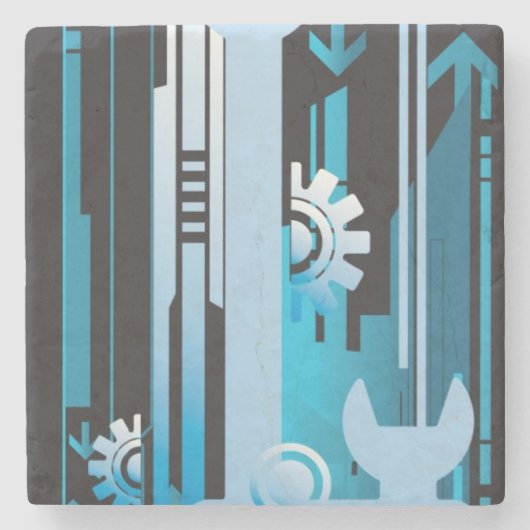 Technische halftone achtergrond 3 stenen onderzetter (Voorkant)